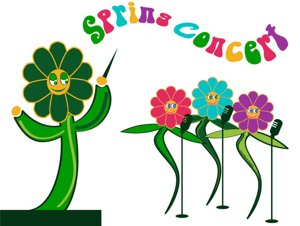 Spring concert graphic image with singing flowers