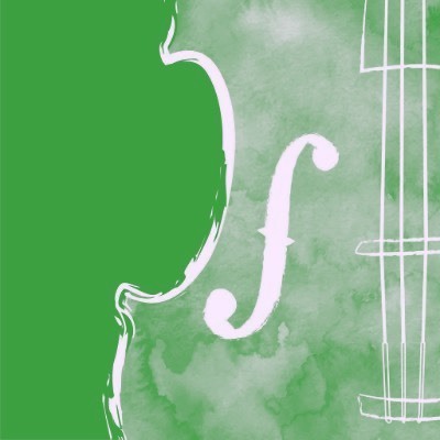 image of an instrument with a green background and white strings